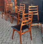 6 Danish Mid Century Modern Ladder- Back Solid Teak Chairs, Restored, Perfect 2