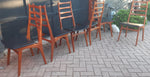 6 Danish Mid Century Modern Ladder- Back Solid Teak Chairs, Restored, Perfect 6