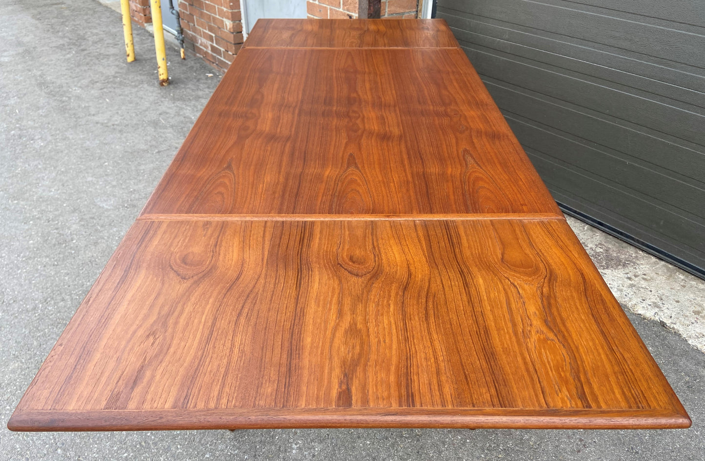 REFINISHED Danish Mid Century Modern Teak Table Draw Leaf, 48"- 85" Perfect