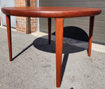REFINISHED Danish Mid Century Modern Teak Table Round to Oval  47