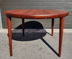 REFINISHED Danish Mid Century Modern Teak Table Round to Oval  47