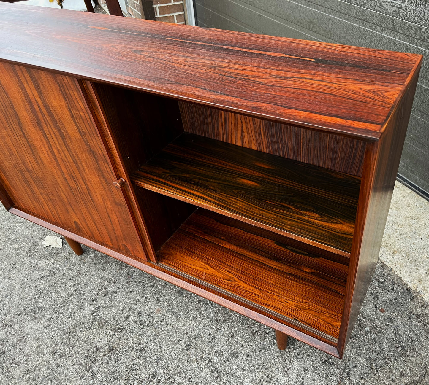 REFINISHED Danish Mid Century Modern Rosewood Cabinet Narrow 48"