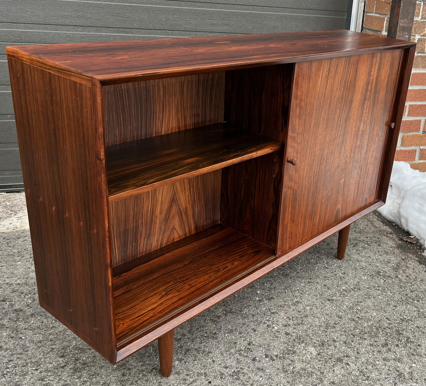 REFINISHED Danish Mid Century Modern Rosewood Cabinet Narrow 48"