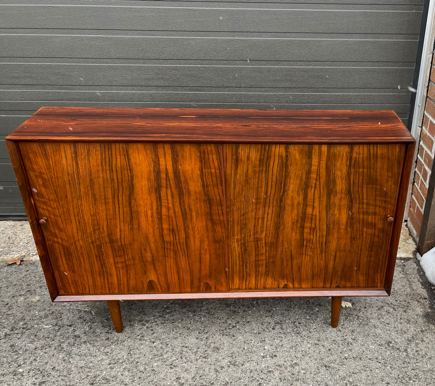 REFINISHED Danish Mid Century Modern Rosewood Cabinet Narrow 48"