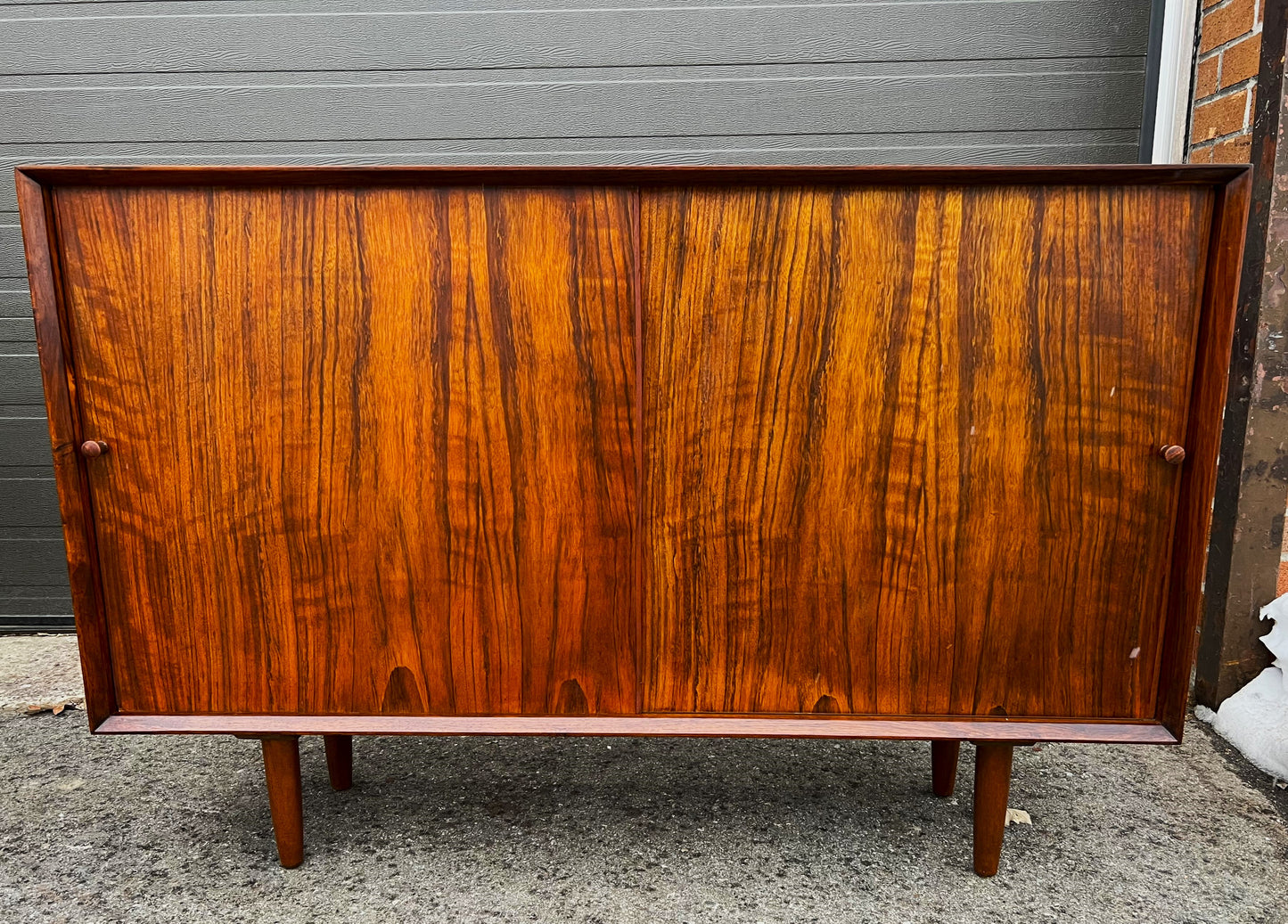 REFINISHED Danish Mid Century Modern Rosewood Cabinet Narrow 48"