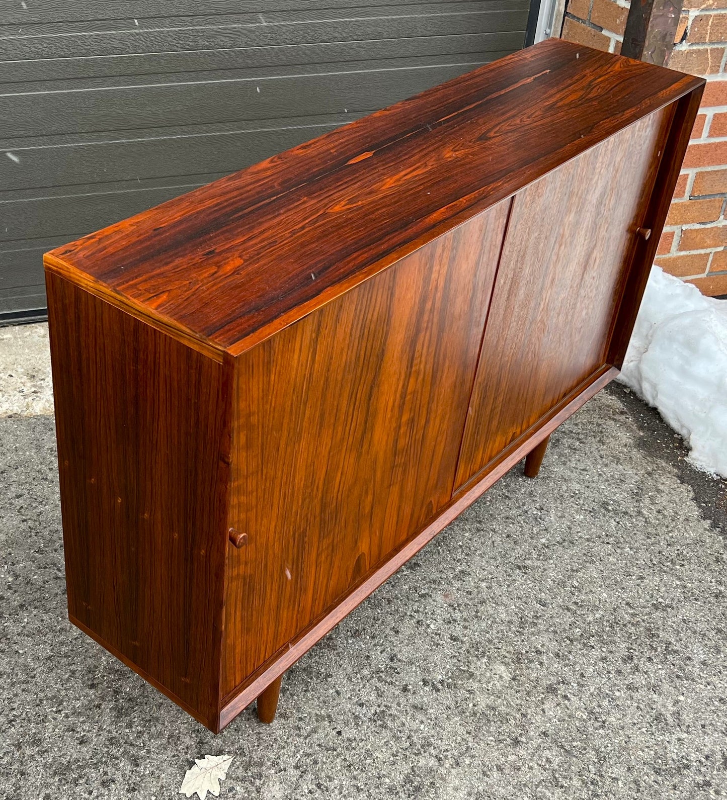 REFINISHED Danish Mid Century Modern Rosewood Cabinet Narrow 48"