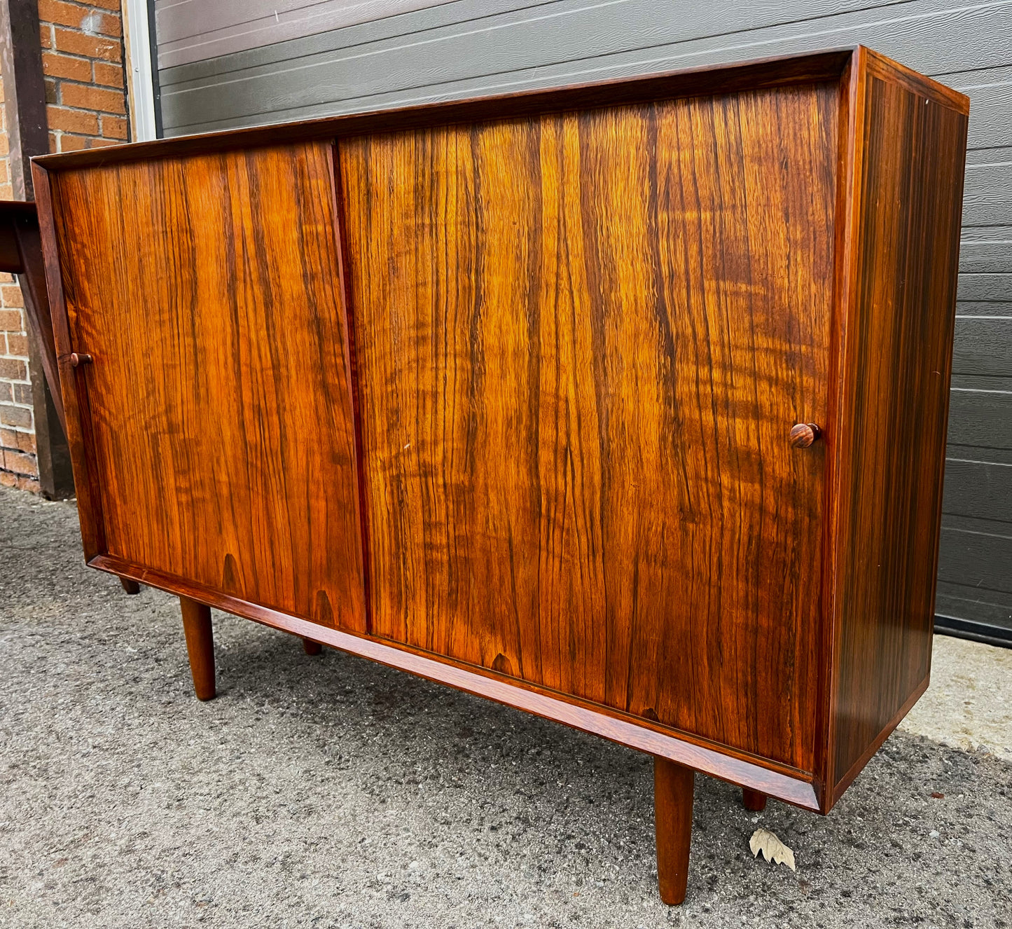 REFINISHED Danish Mid Century Modern Rosewood Cabinet Narrow 48"