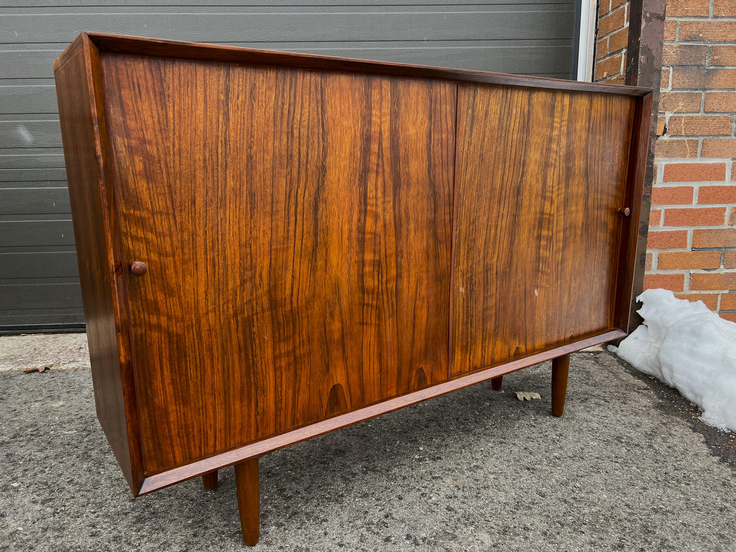 REFINISHED Danish Mid Century Modern Rosewood Cabinet Narrow 48"