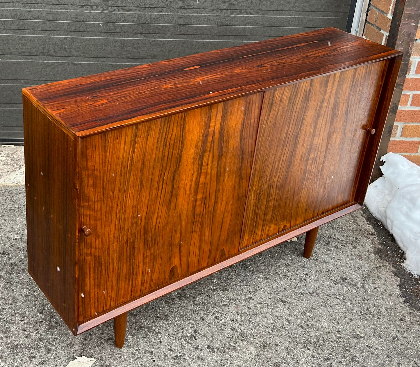 REFINISHED Danish Mid Century Modern Rosewood Cabinet Narrow 48"