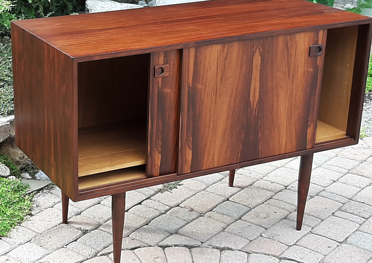 REFINISHED Danish MCM Rosewood Cabinet with 2 sliding doors 43"