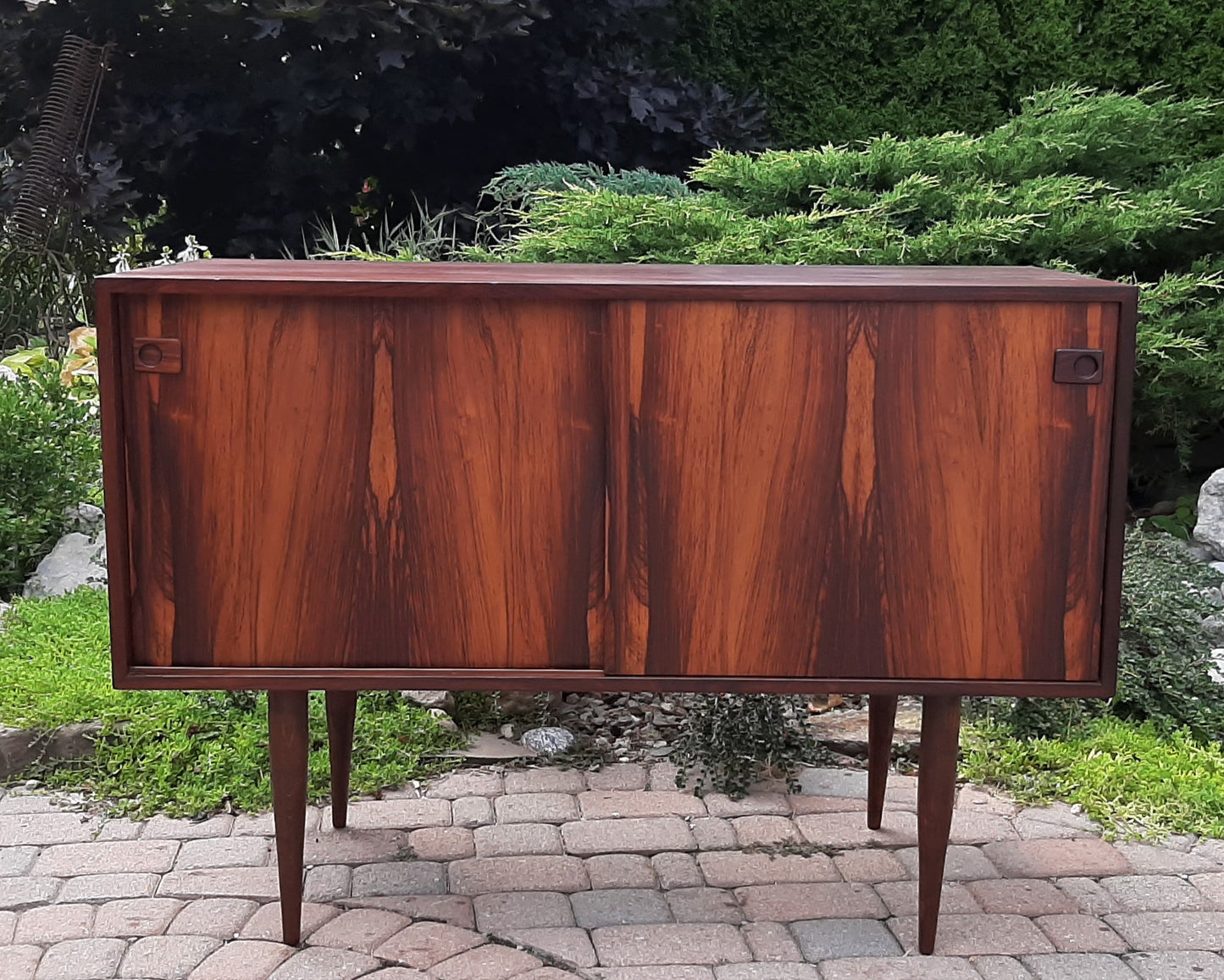 REFINISHED Danish MCM Rosewood Cabinet with 2 sliding doors 43"