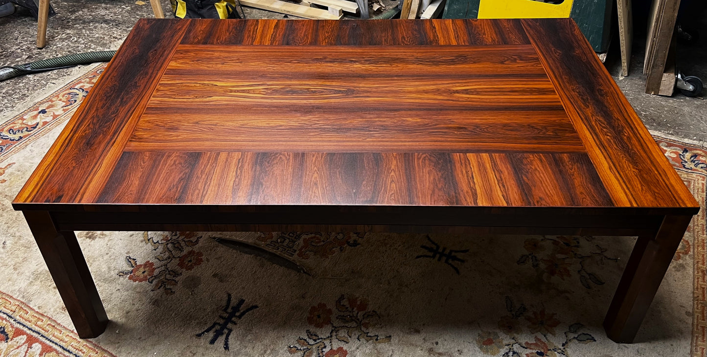 REFINISHED Danish Mid Century Modern Rosewood Coffee Table, Large