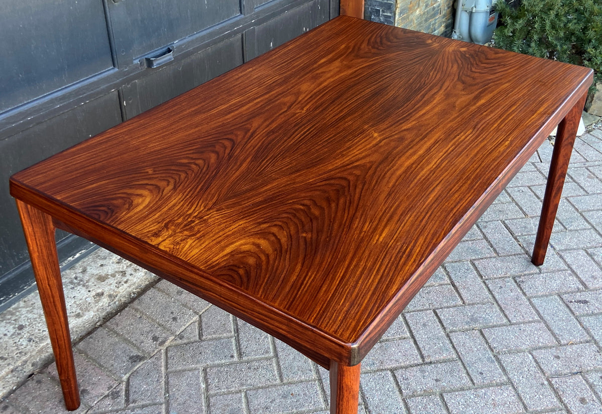 REFINISHED Danish MCM Rosewood Draw Leaf Table by H. Kjaernulf  55.5