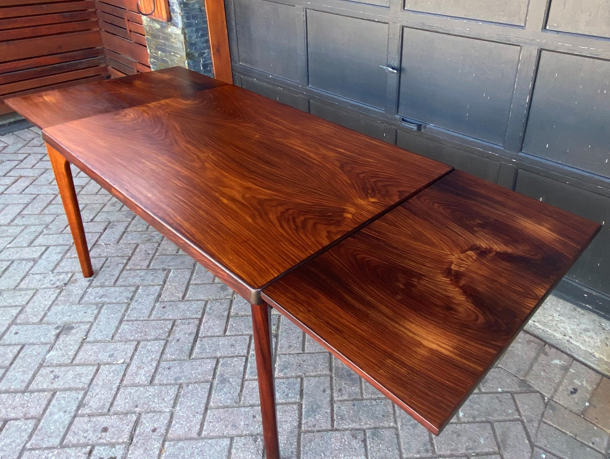 REFINISHED Danish MCM Rosewood Draw Leaf Table by H. Kjaernulf  55.5