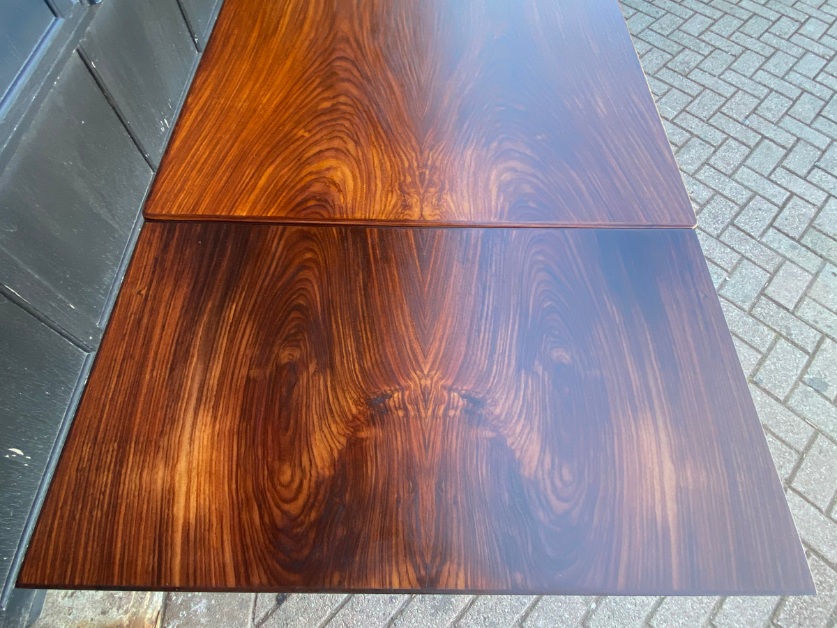 REFINISHED Danish MCM Rosewood Draw Leaf Table by H. Kjaernulf  55.5