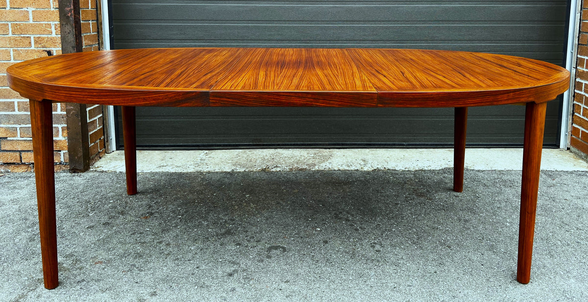 REFINISHED Danish Mid Century Modern Rosewood Table Oval w 2 Leaves 64