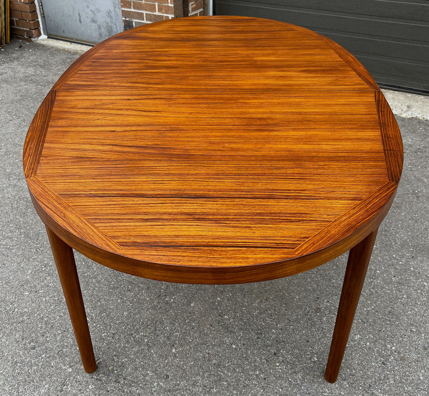 REFINISHED Danish Mid Century Modern Rosewood Table Oval w 2 Leaves 64"- 103.5"