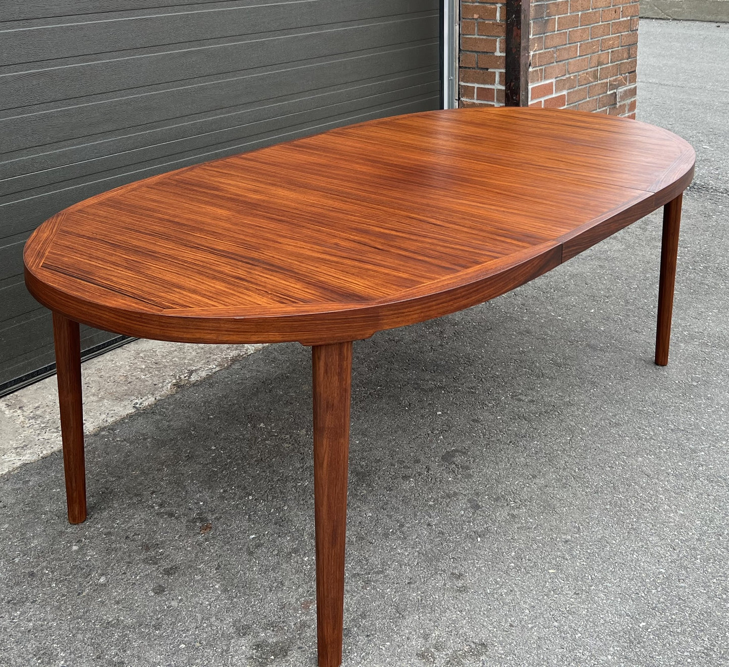 REFINISHED Danish Mid Century Modern Rosewood Table Oval w 2 Leaves 64"- 103.5"