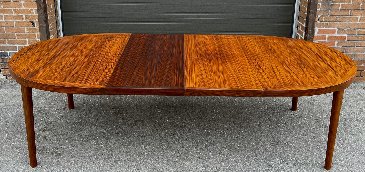 REFINISHED Danish Mid Century Modern Rosewood Table Oval w 2 Leaves 64"- 103.5"