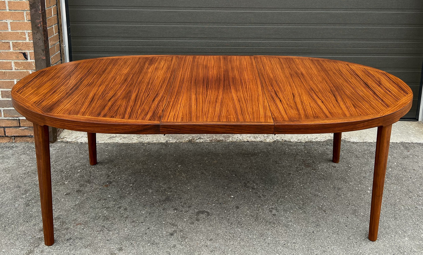 REFINISHED Danish Mid Century Modern Rosewood Table Oval w 2 Leaves 64"- 103.5"