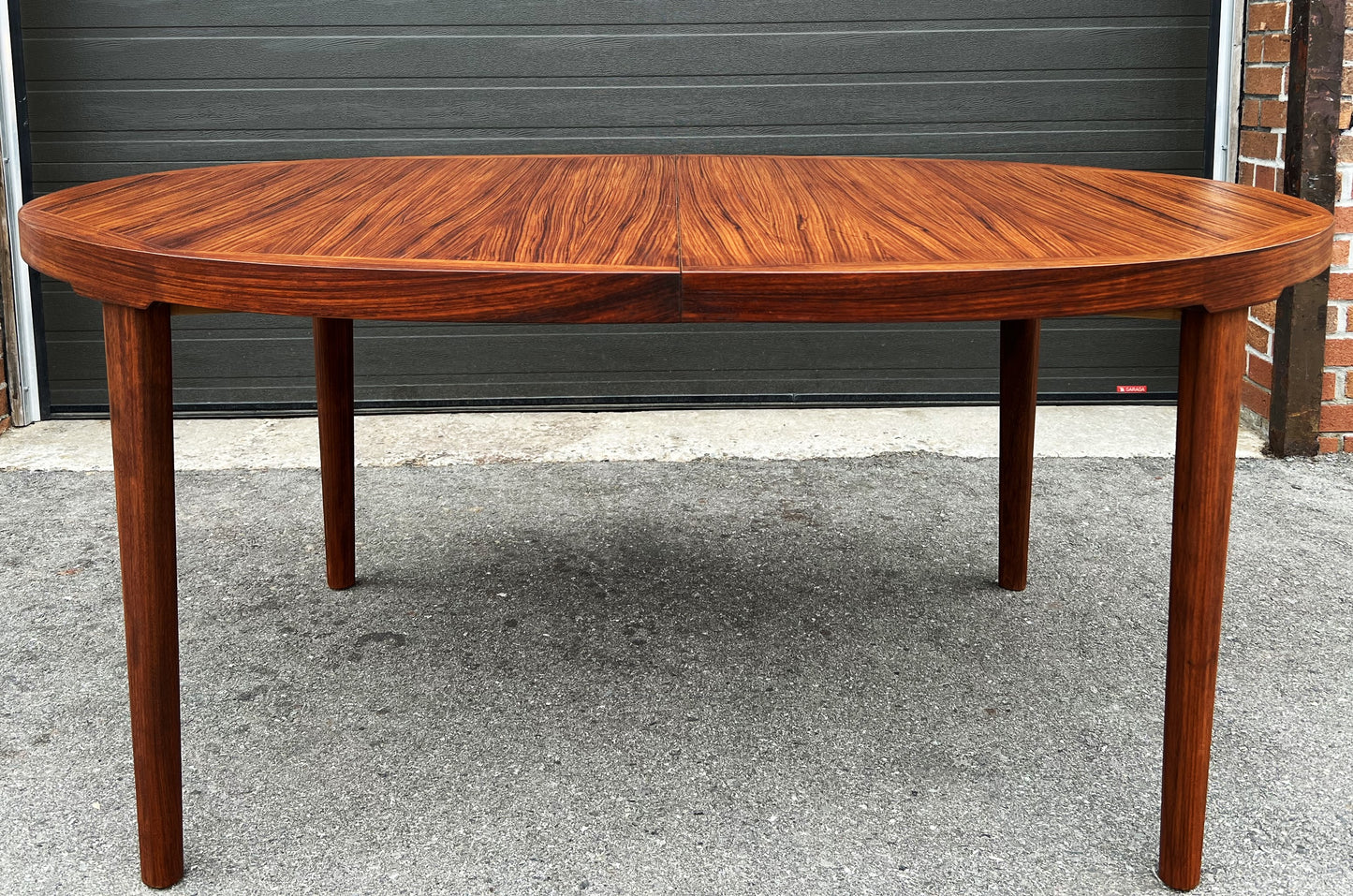 REFINISHED Danish Mid Century Modern Rosewood Table Oval w 2 Leaves 64"- 103.5"