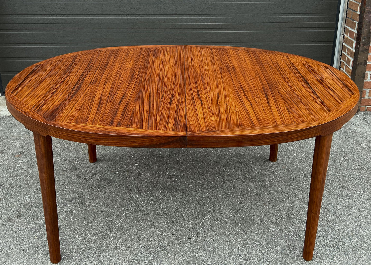REFINISHED Danish Mid Century Modern Rosewood Table Oval w 2 Leaves 64"- 103.5"