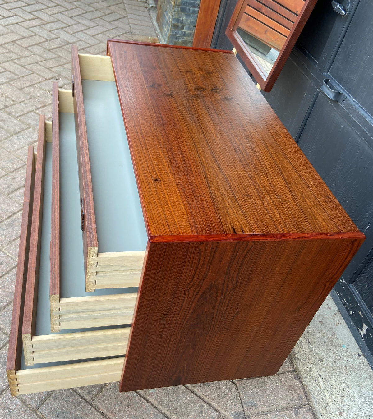 REFINISHED Danish MCM Rosewood Dresser & Mirror, PERFECT