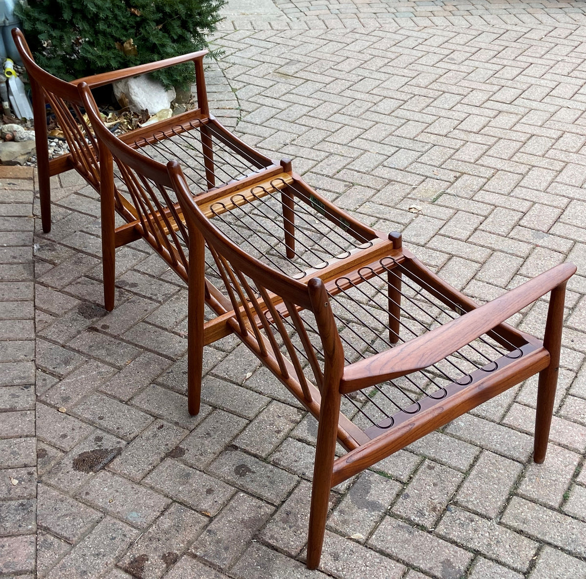 REFINISHED Danish MCM Teak 3-Seater Sofa by Grete Jalk, NEW CUSHIONS IN MAHARAM, Perfect