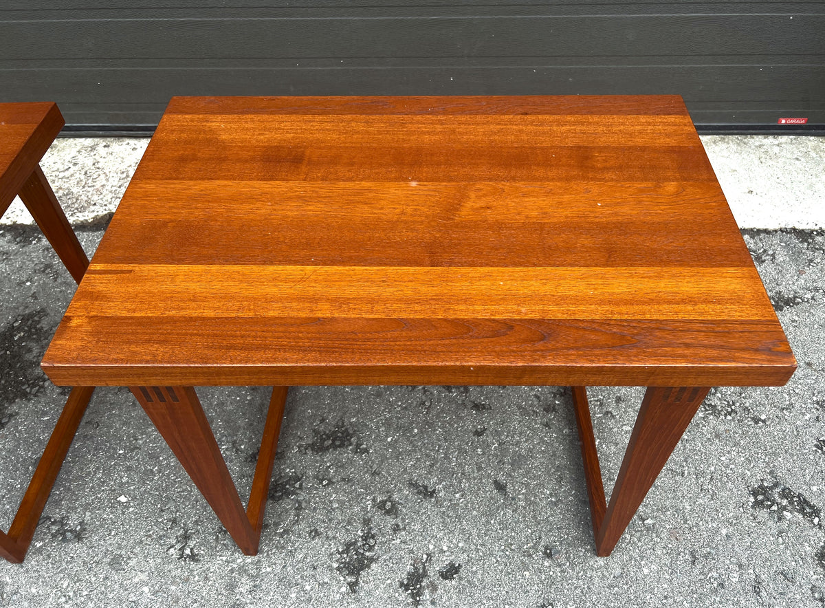 2 REFINISHED Danish Mid Century Modern Teak Accent Tables by H.E. Tangevald Hansen