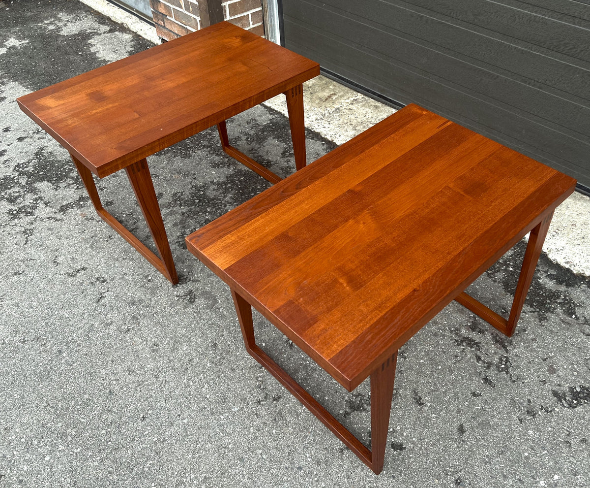 2 REFINISHED Danish Mid Century Modern Teak Accent Tables by H.E. Tangevald Hansen