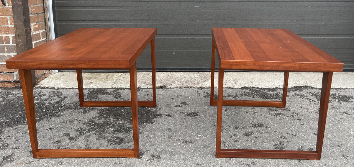 2 REFINISHED Danish Mid Century Modern Teak Accent Tables by H.E. Tangevald Hansen