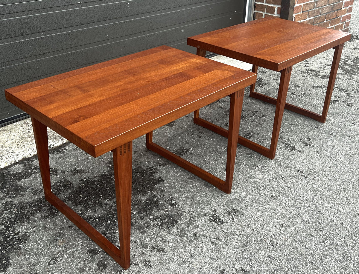 2 REFINISHED Danish Mid Century Modern Teak Accent Tables by H.E. Tangevald Hansen