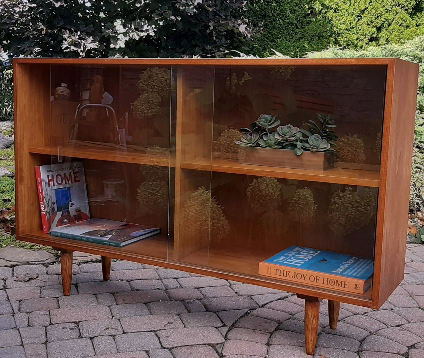 REFINISHED Danish MCM Teak Display Bookcase 48" PERFECT