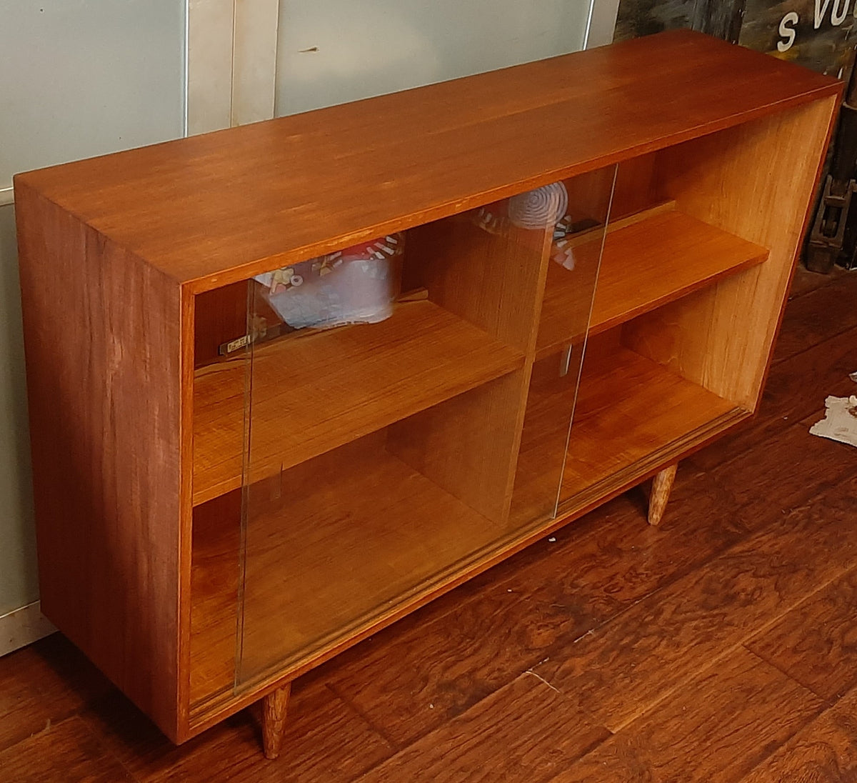 REFINISHED Danish MCM Teak Display Bookcase 48