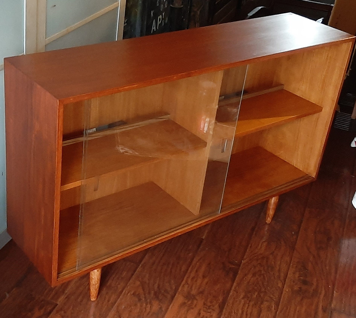 REFINISHED Danish MCM Teak Display Bookcase 48