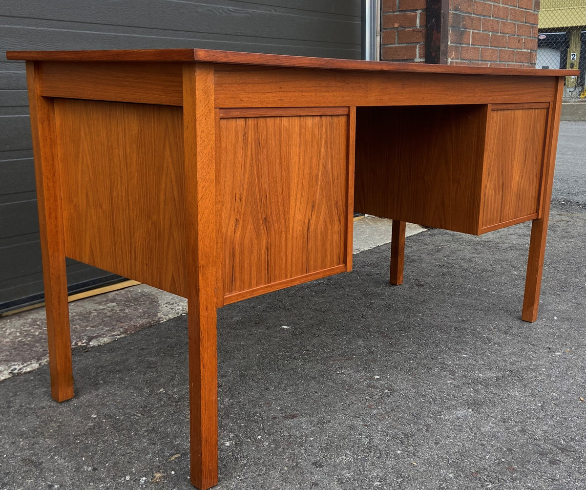 REFINISHED Danish Mid Century Modern Teak Desk Free Standing