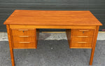 REFINISHED Danish Mid Century Modern Teak Desk Free Standing 8