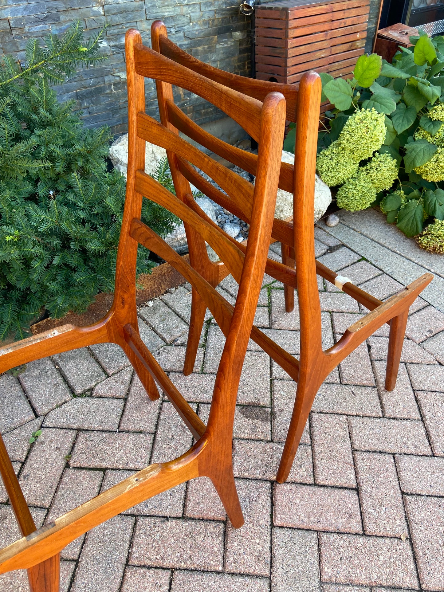4 REFINISHED Danish Mid Century Modern Ladder-Back Teak Chairs
