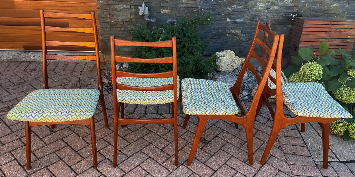 4 REFINISHED Danish Mid Century Modern Ladder-Back Teak Chairs