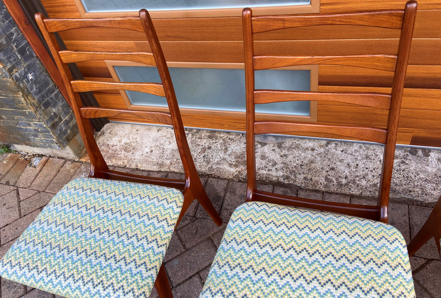 4 REFINISHED Danish Mid Century Modern Ladder-Back Teak Chairs