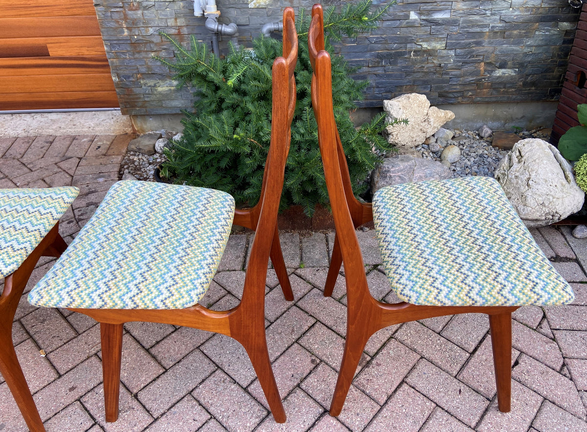 4 REFINISHED Danish Mid Century Modern Ladder-Back Teak Chairs