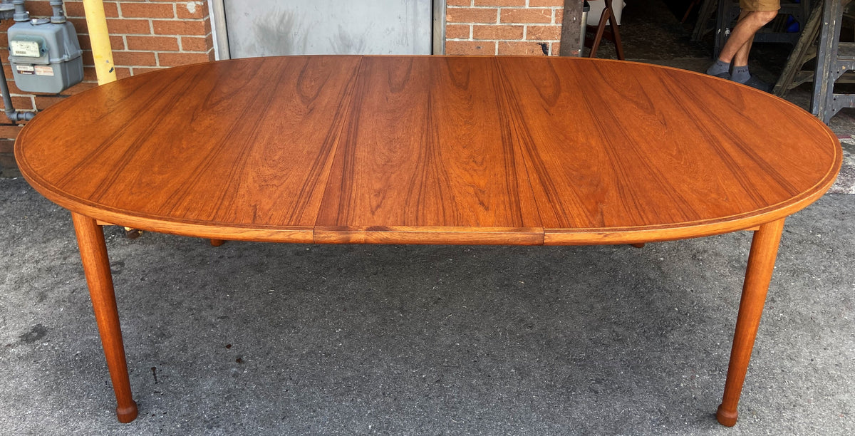 REFINISHED Danish Mid Century Modern Teak Table Oval w 1 Leaf 70