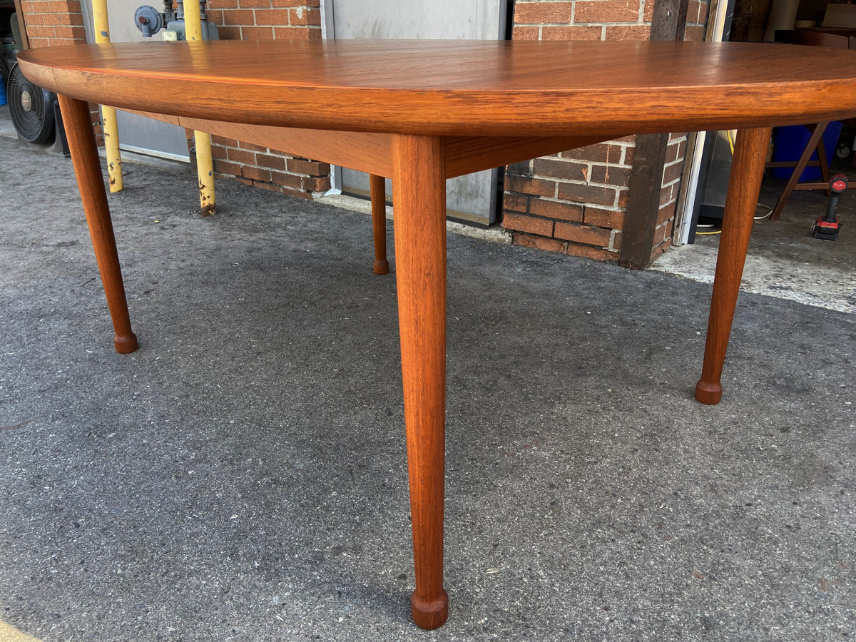 REFINISHED Danish Mid Century Modern Teak Table Oval w 1 Leaf 70