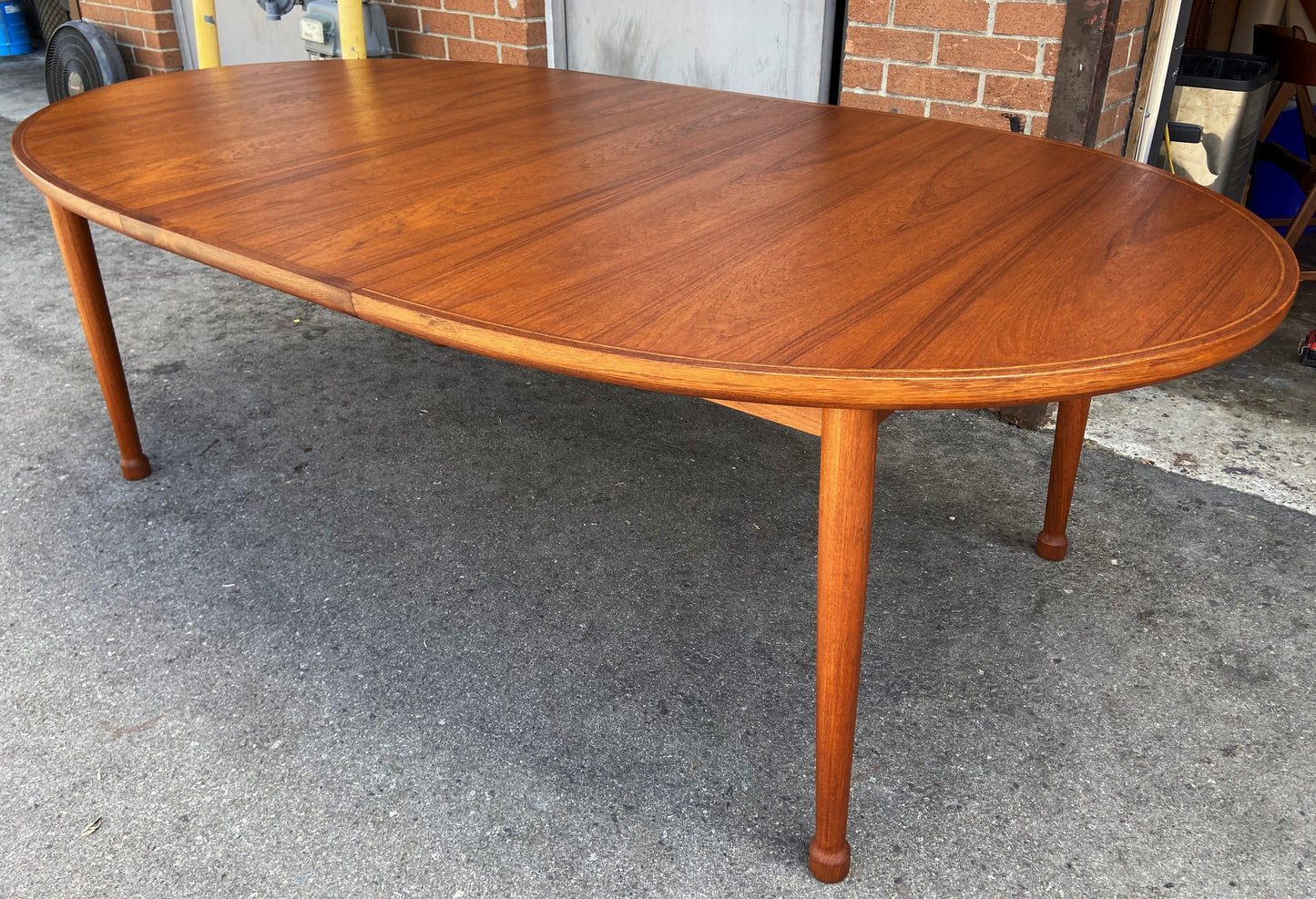 REFINISHED Danish Mid Century Modern Teak Table Oval w 1 Leaf 70" - 90"