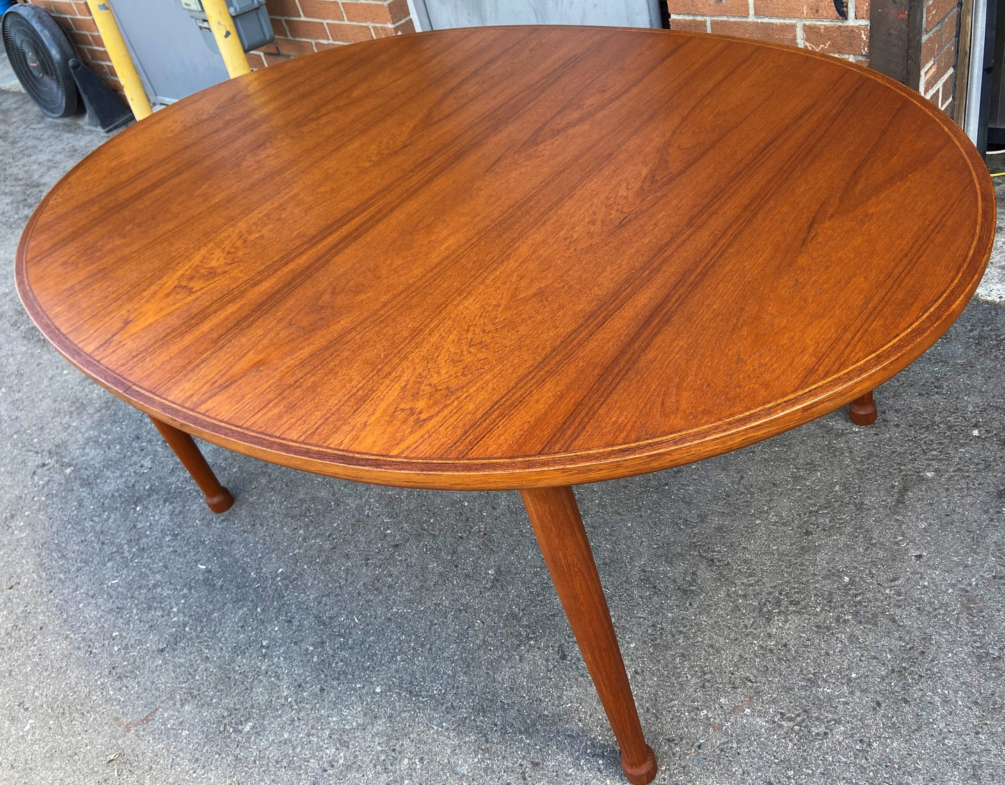 REFINISHED Danish Mid Century Modern Teak Table Oval w 1 Leaf 70" - 90"