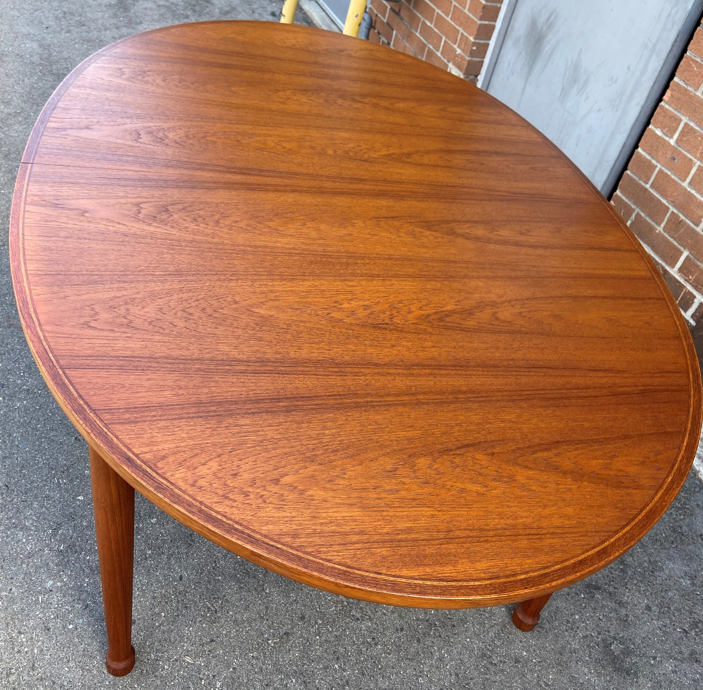 REFINISHED Danish Mid Century Modern Teak Table Oval w 1 Leaf 70" - 90"