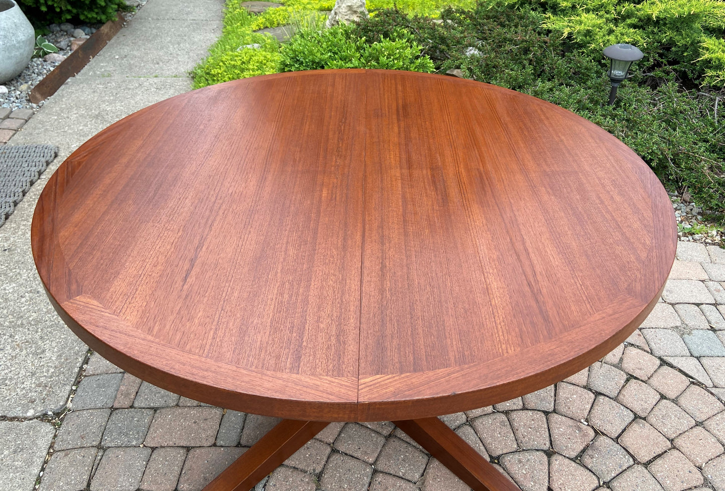 REFINISHED Danish Mid Century Modern Teak Dining Table w 2 Leaves by Dyrlund 50.5" - 90"