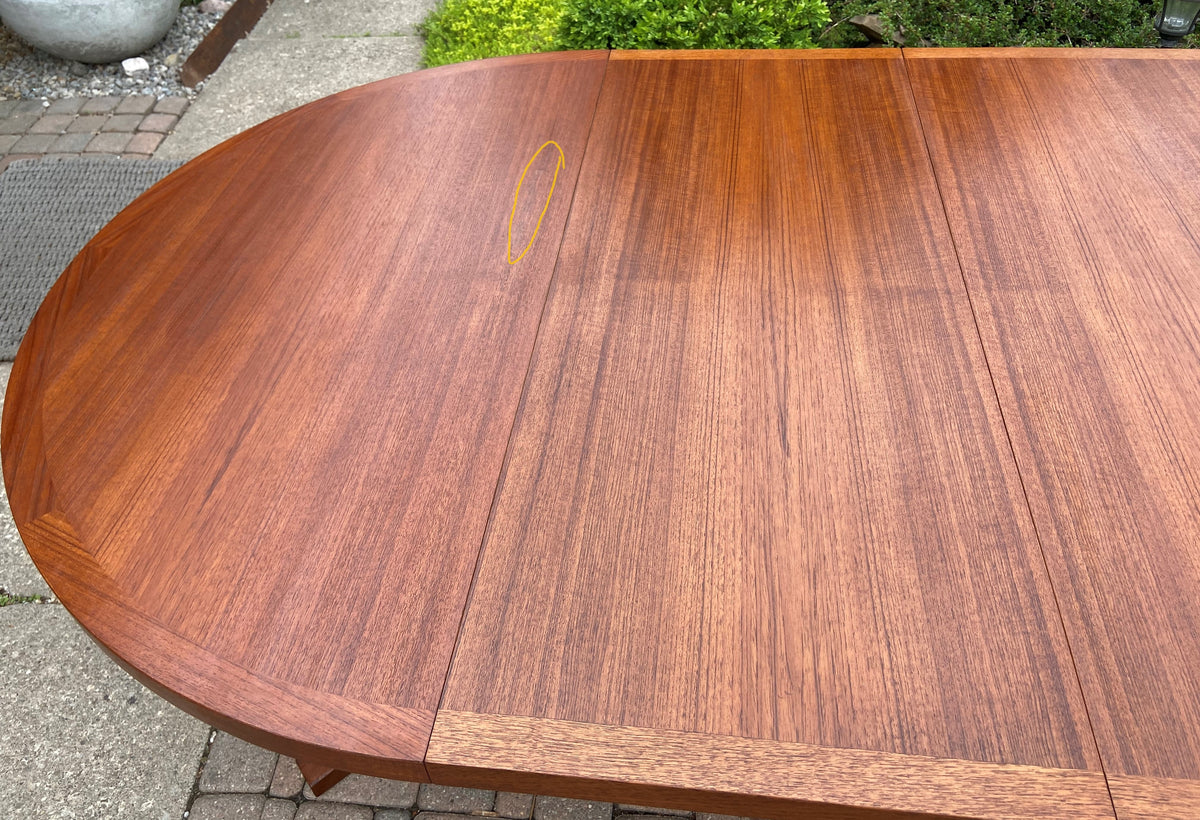 REFINISHED Danish Mid Century Modern Teak Dining Table w 2 Leaves by Dyrlund 50.5