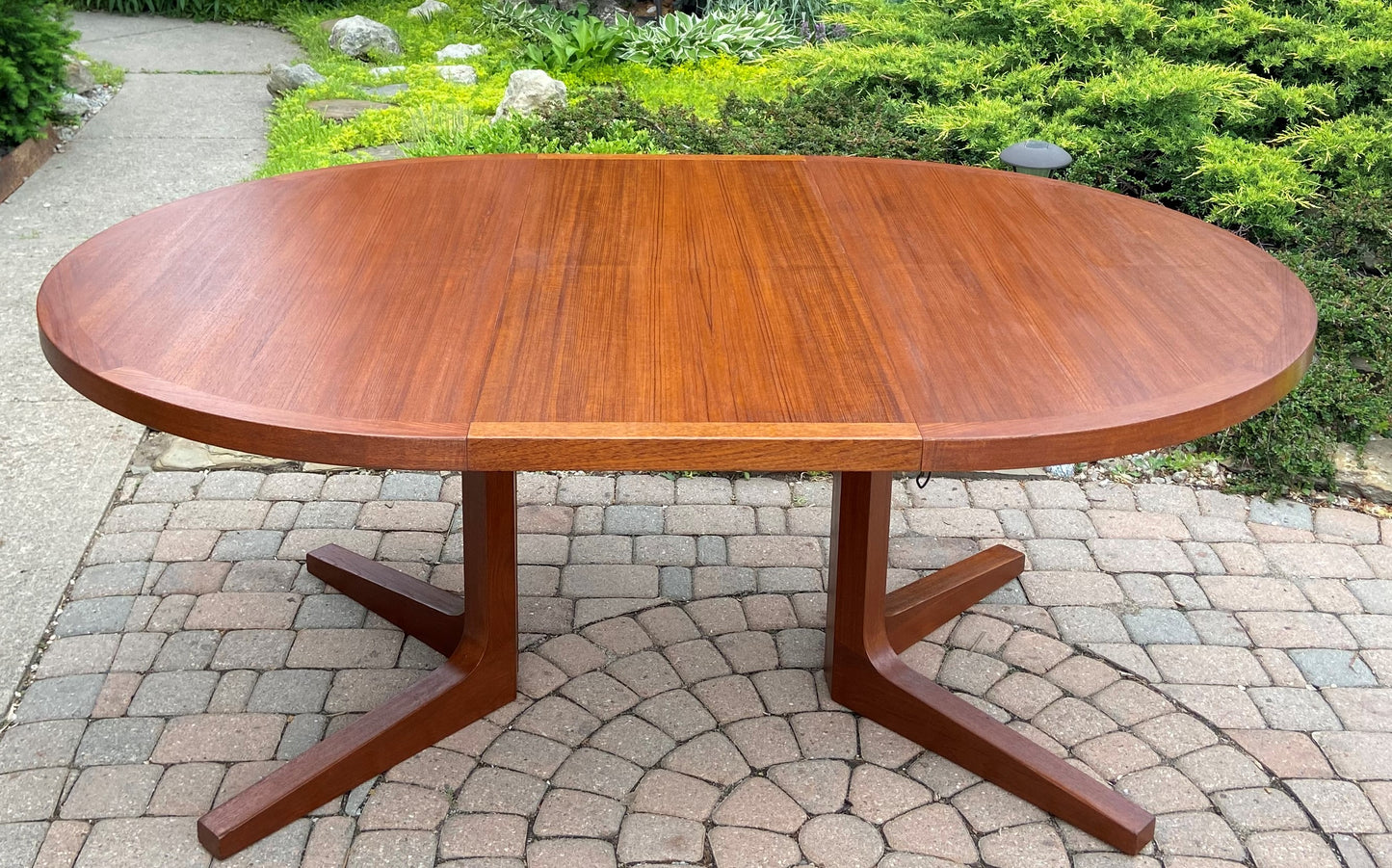 REFINISHED Danish Mid Century Modern Teak Dining Table w 2 Leaves by Dyrlund 50.5" - 90"