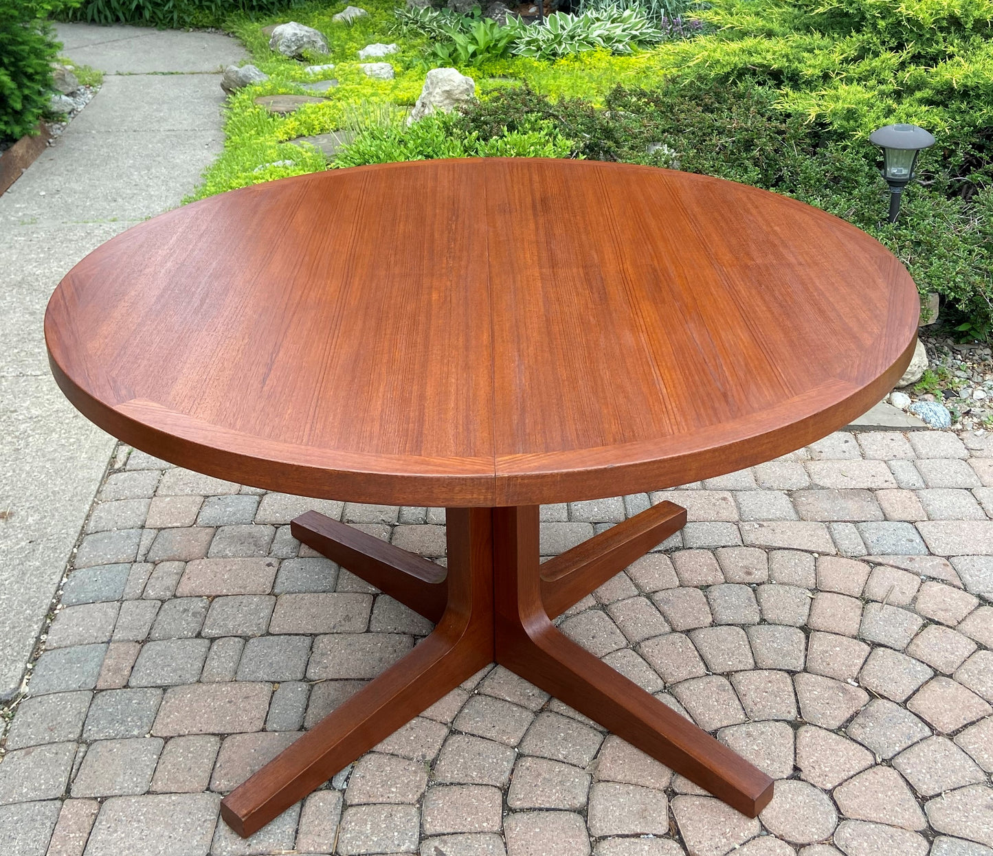 REFINISHED Danish Mid Century Modern Teak Dining Table w 2 Leaves by Dyrlund 50.5" - 90"